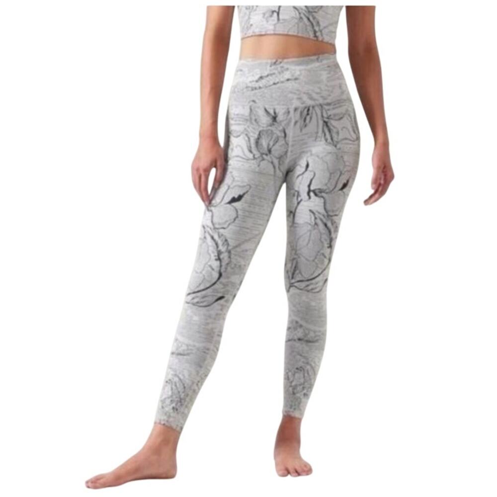 Athleta‎ Elation Jacquard Tight Legging 7/8 Length Black White Floral Size XS